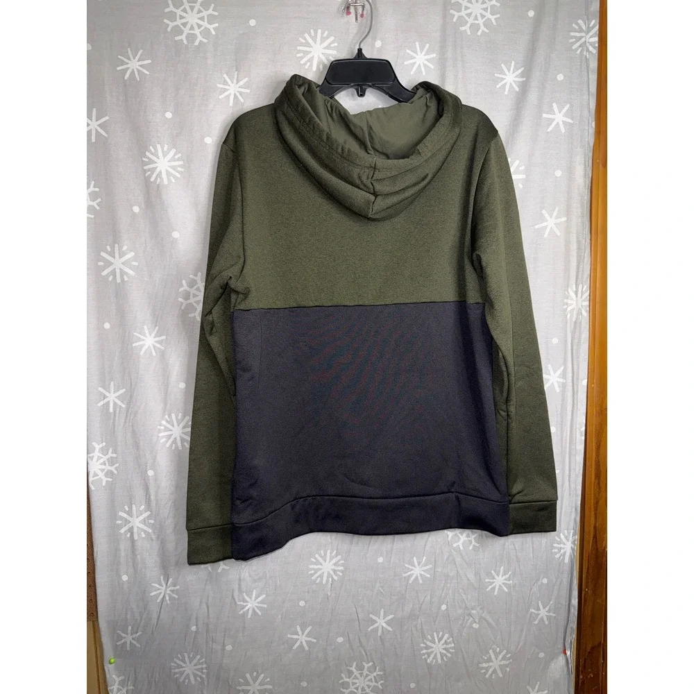 The North Face Mens Colorblock Hoodie Olive Green Black Logo Pullover Size Large